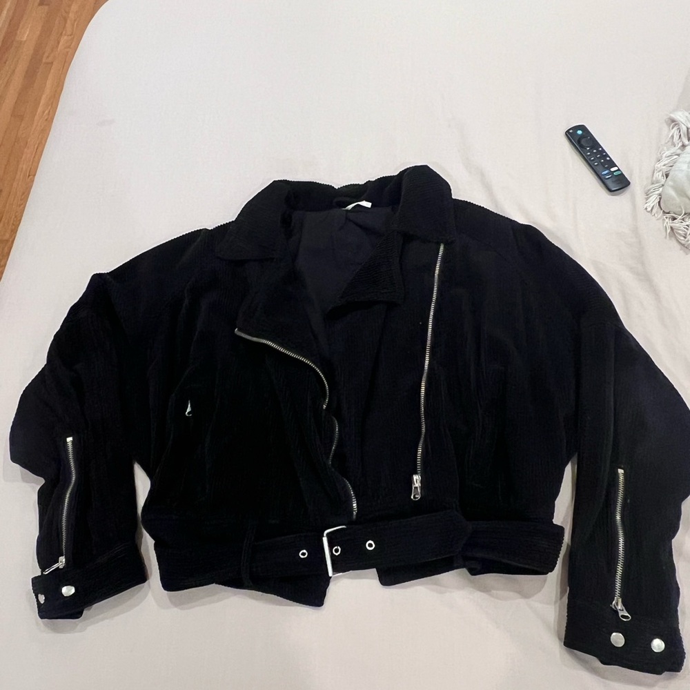Free People Black Bomber Jacket